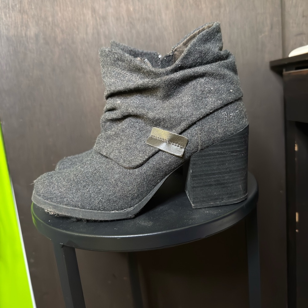 Blowfish Wool Charcoal Gray Ankle Boots